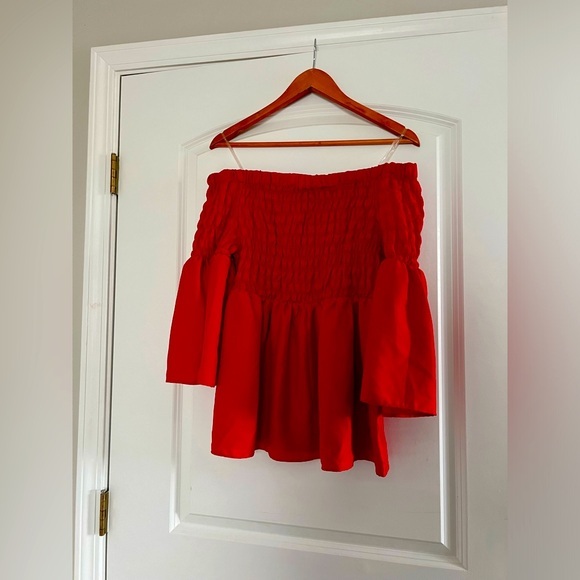 Rouge Collections Red Off The Shoulder Top Plus Size - Picture 1 of 5